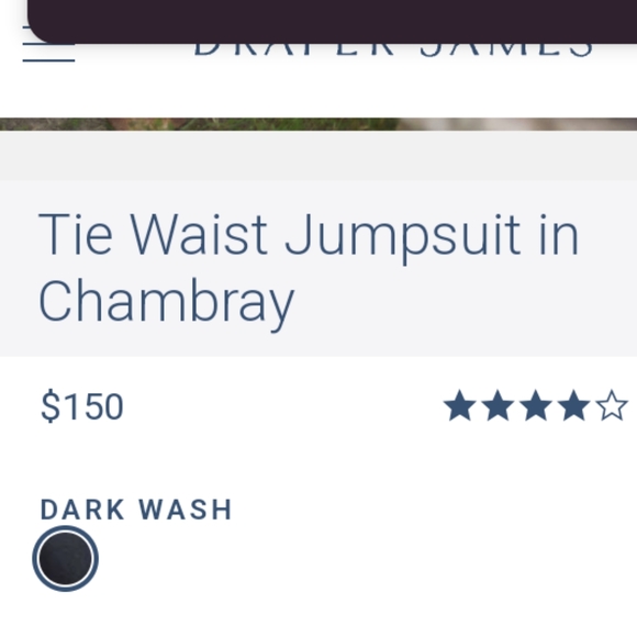 🆕Draper James Chambray Tie Waist Jumpsuit in Dark Wash Womens Size Large NEW! - Picture 5 of 11